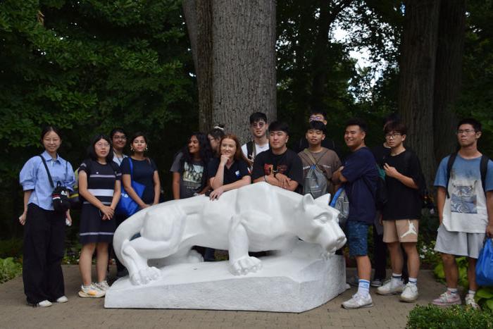 group photo in front of Lion Shrine at Penn State Abington (near Philadelphia)