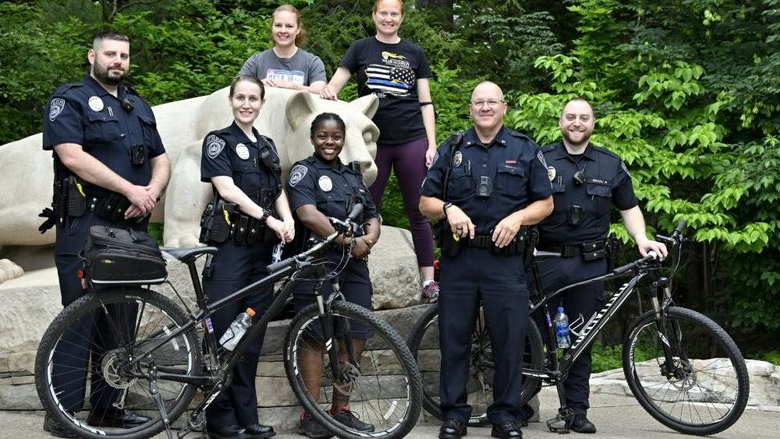 Penn State police officers at the Lion Shrine