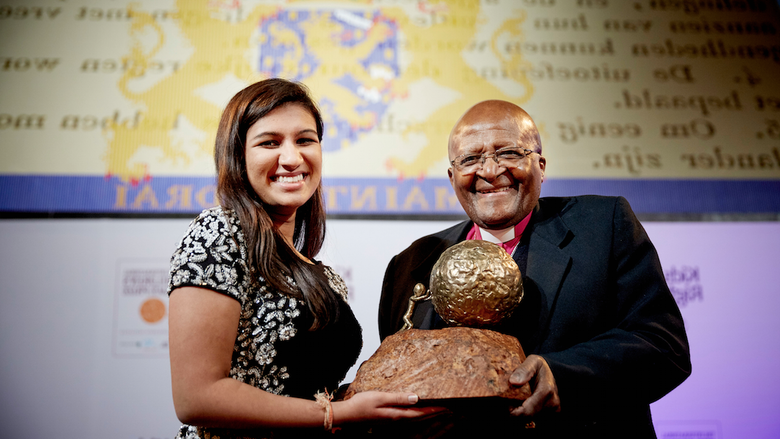 Neha Gupta and Desmond Tutu